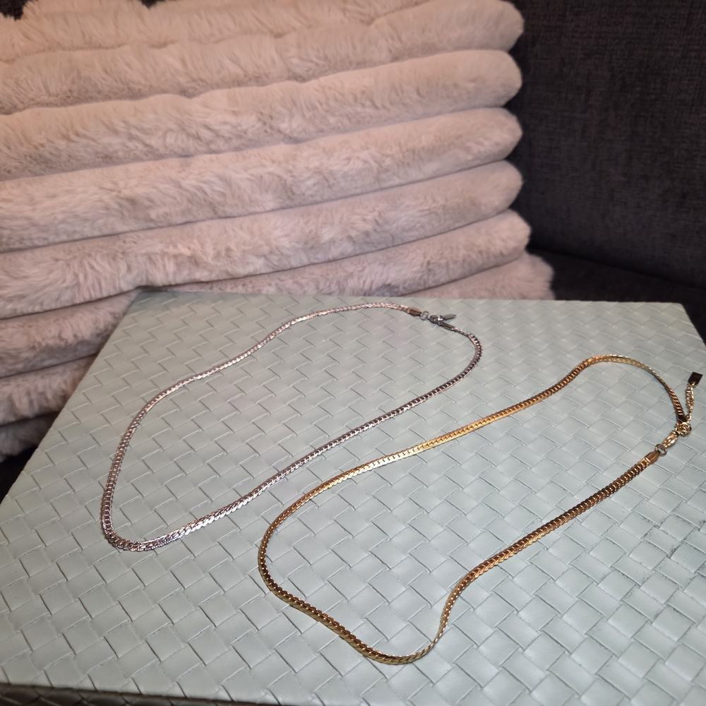 PRYA Gold and Silver Chain Necklace Set